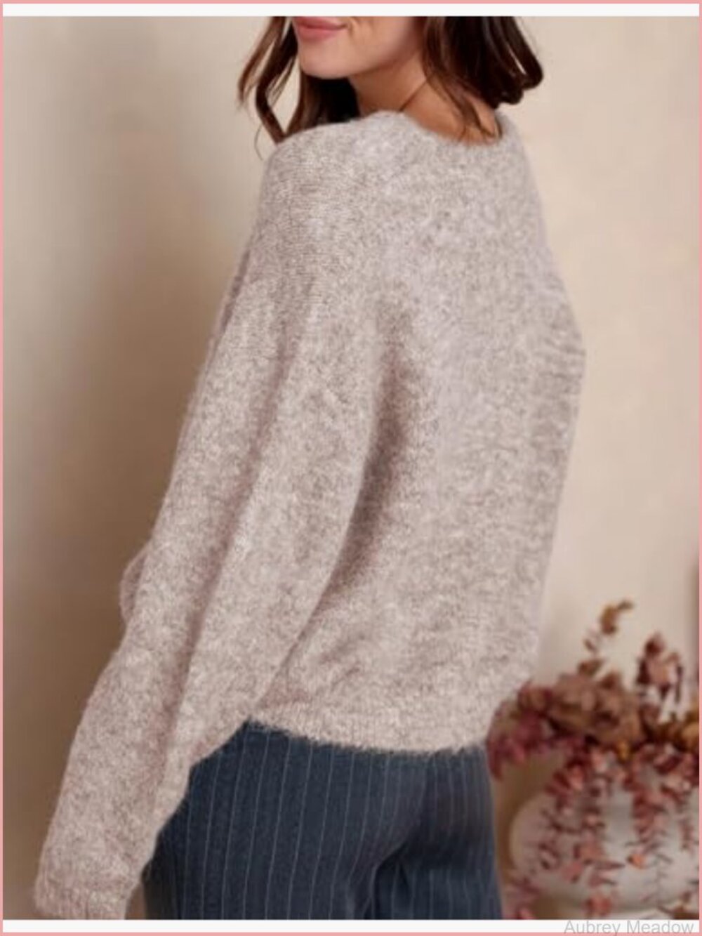 Women's Long Sleeve Cardigan Sweater Front Button Loose Fit Y2K Knit Crewneck - Picture 4 of 5